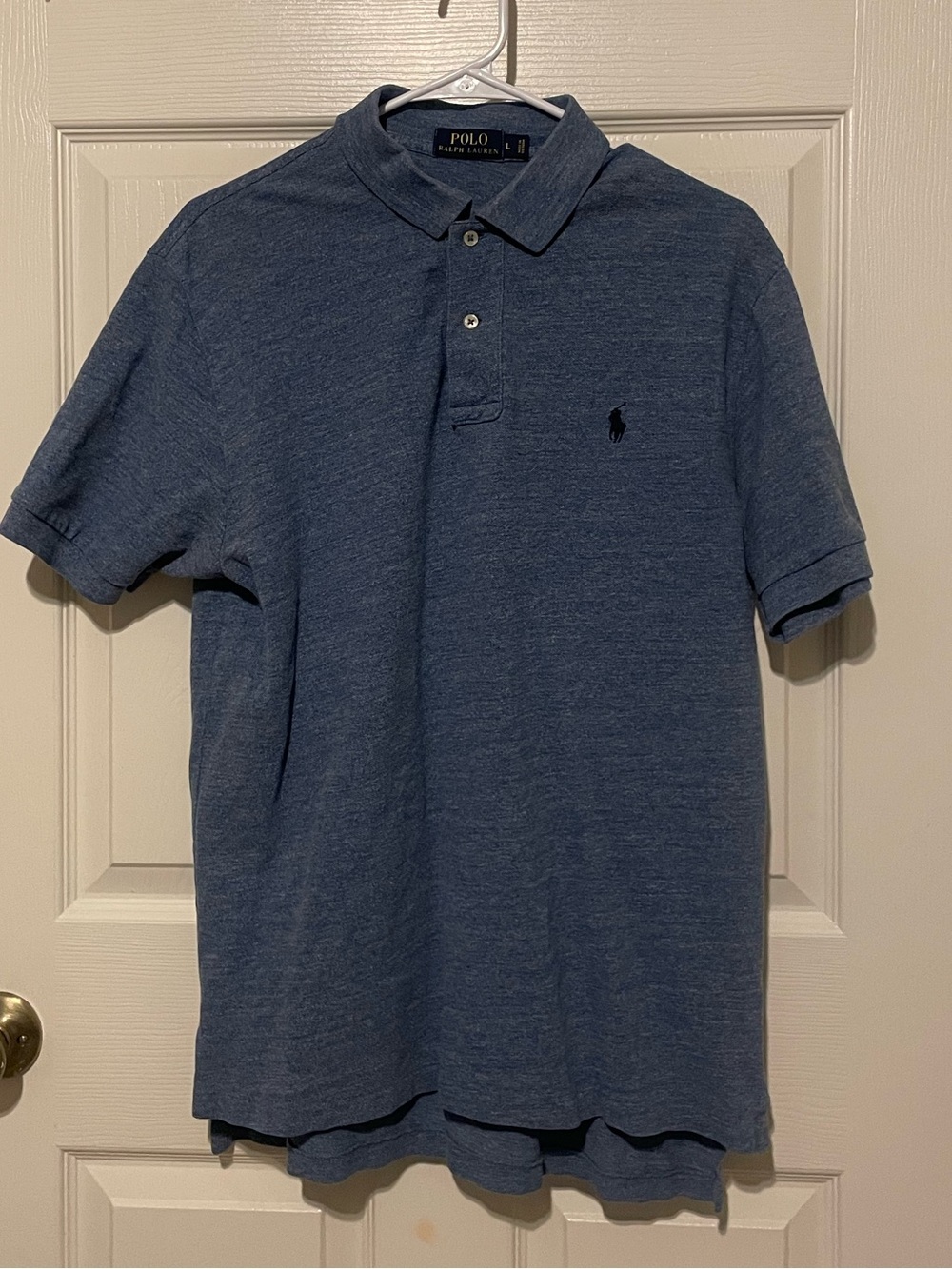 Polo by Ralph Lauren Men's Heathered Navy Blue Polo Shirt